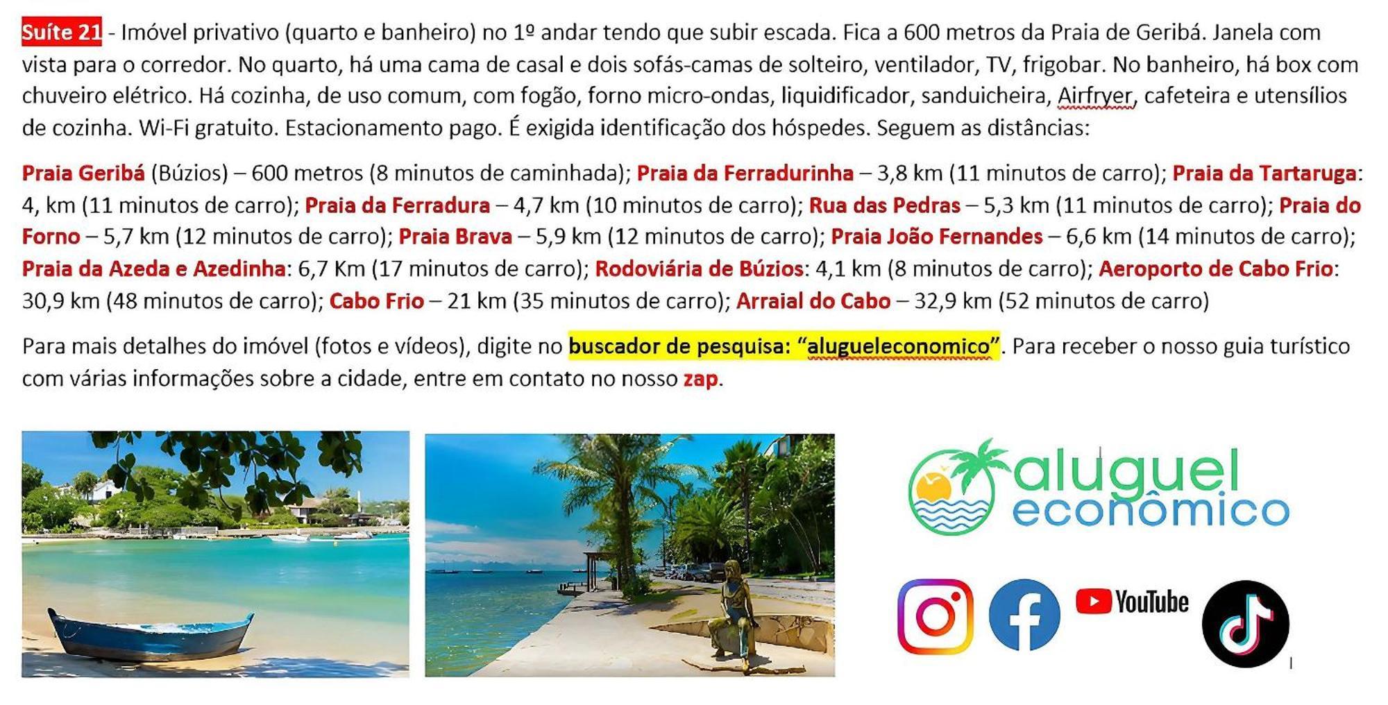 Buzios - Geriba - Suites - Aluguel Economico Экстерьер фото