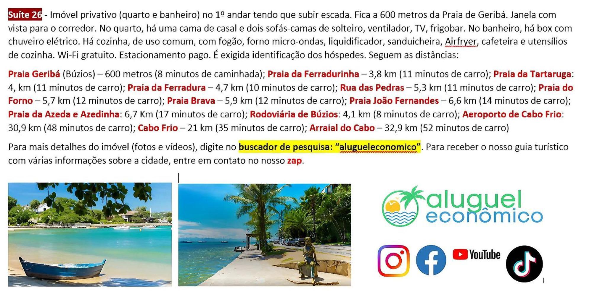 Buzios - Geriba - Suites - Aluguel Economico Экстерьер фото
