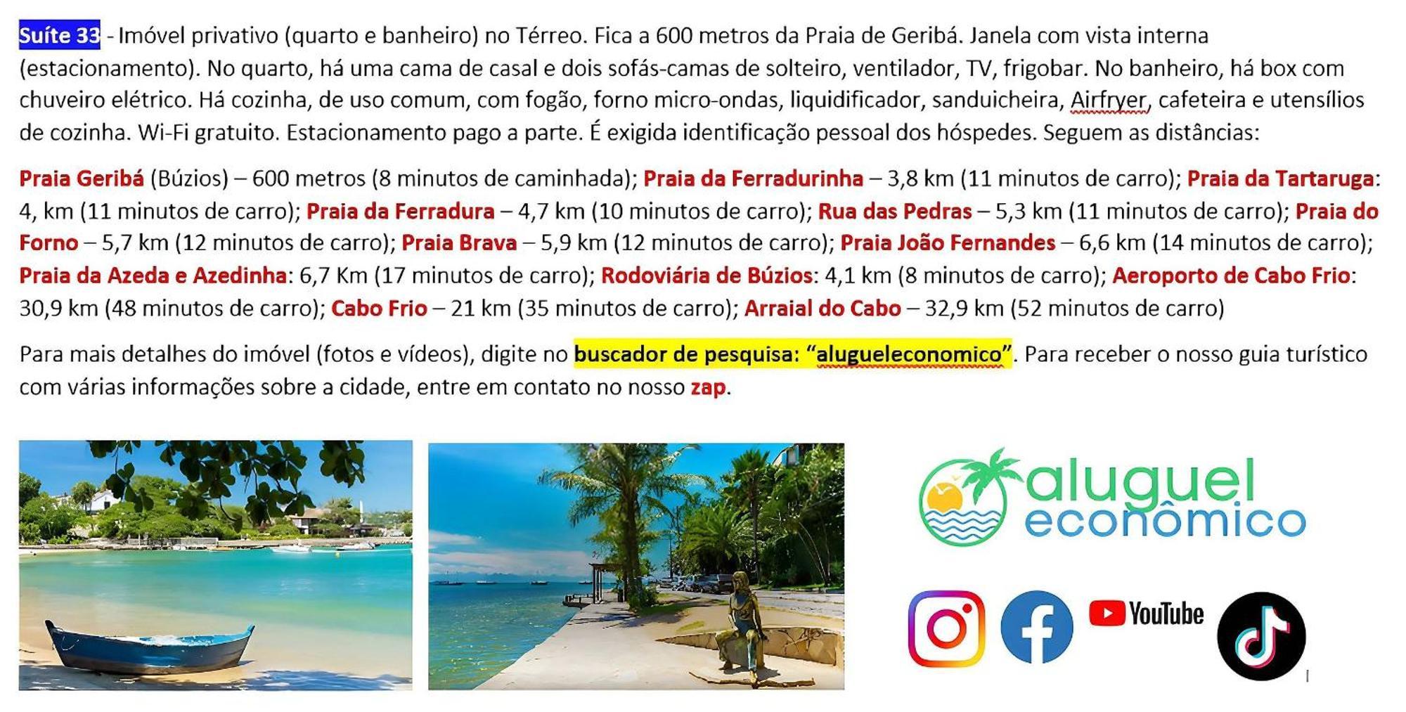 Buzios - Geriba - Suites - Aluguel Economico Экстерьер фото