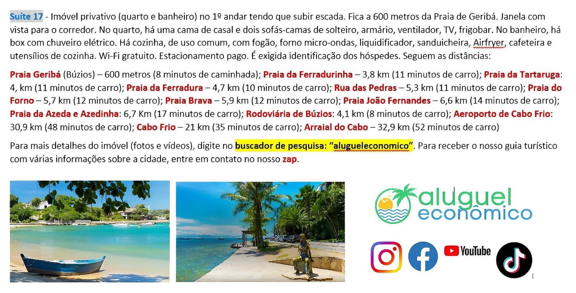 Buzios - Geriba - Suites - Aluguel Economico Экстерьер фото