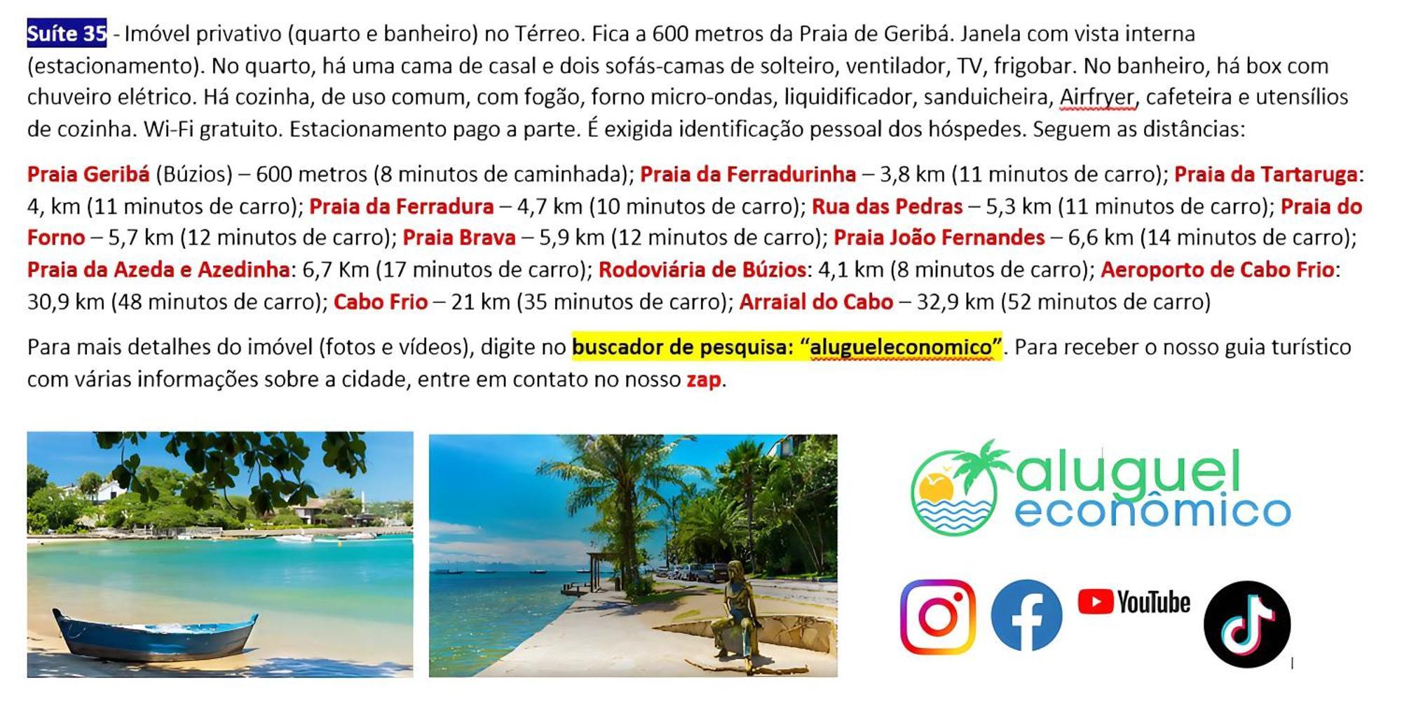 Buzios - Geriba - Suites - Aluguel Economico Экстерьер фото